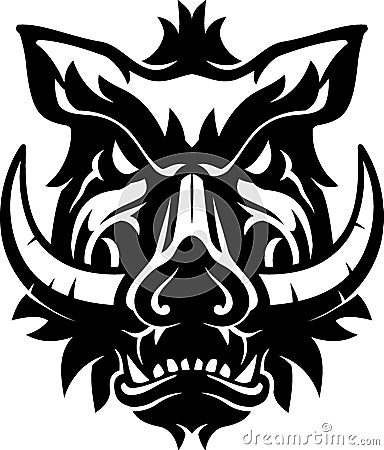 Boar Head Tattoo Shadowed Illustration Vector Illustration