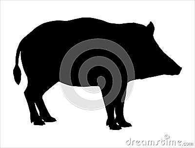 Boar silhouette vector art white background Vector Illustration