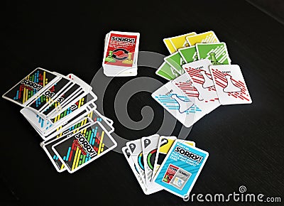 Board card game `Sorry!` Editorial Stock Photo