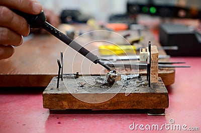 Board chip soldering Stock Photo