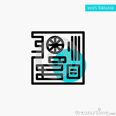 Board, Computer, Main, Mainboard, Mother turquoise highlight circle point Vector icon Vector Illustration