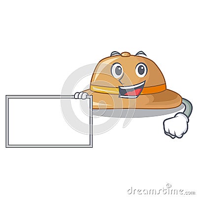 With board cork hat isolated on the mascot Vector Illustration