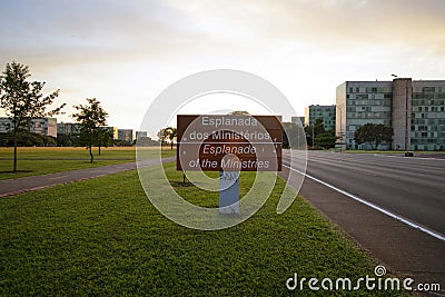 Board of the Esplanade of the ministries in Brasilia Editorial Stock Photo