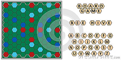 Board game Bee hive, developing erudition, bee honeycomb board and letters Vector Illustration