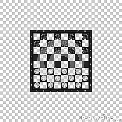 Board game of checkers icon isolated on transparent background. Ancient Intellectual board game. Chess board. White and Vector Illustration