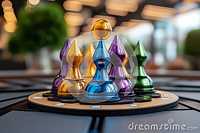 Board game, cooperative puzzle, working together requires players to combine their skills to solve challenges as a team Stock Photo