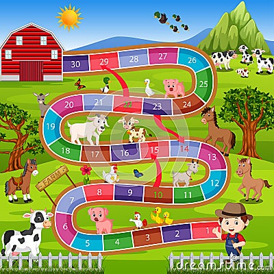 Board game with farm background Vector Illustration