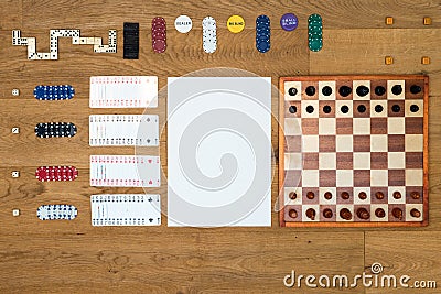 Board game and gambling background with copy space Stock Photo