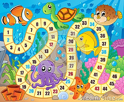 Board game image with underwater theme 1 Vector Illustration