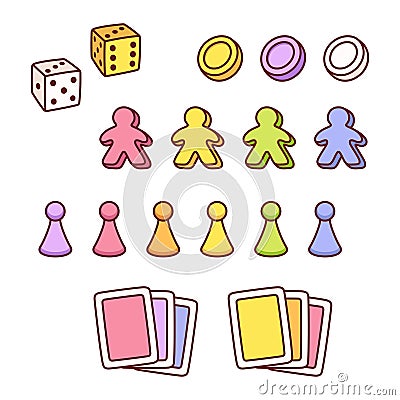 Board game pieces set Vector Illustration