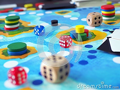 Board game play table top abstract strategy fun business plan design selected focus Stock Photo