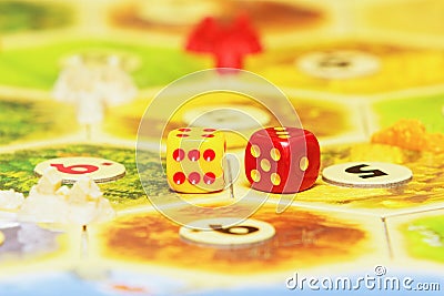 Board games with game cubes Stock Photo