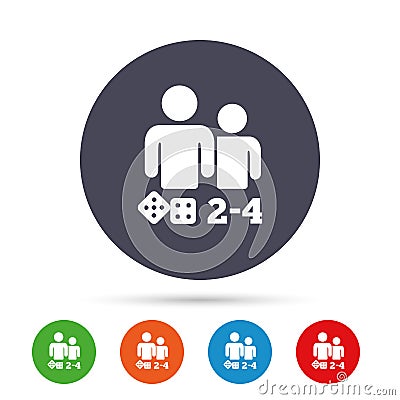 Board games sign icon. 2-4 players symbol. Vector Illustration