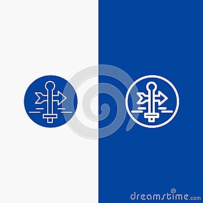 Board, Guide, Map, Map Pointer, Travel Line and Glyph Solid icon Blue banner Line and Glyph Solid icon Blue banner Vector Illustration
