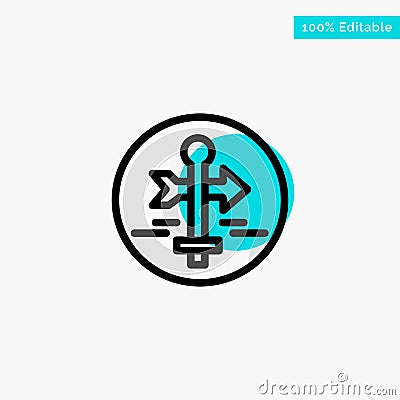 Board, Guide, Map, Map Pointer, Travel turquoise highlight circle point Vector icon Vector Illustration