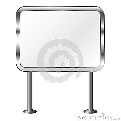 Board in a metal frame. Outdoor billboard. Silver signboard. Isolated vector illustration Vector Illustration