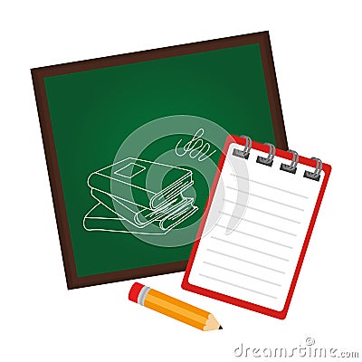 Board school with notebook and pencil Vector Illustration