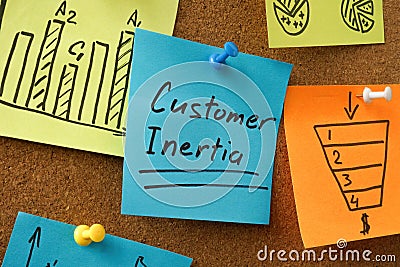 Board with stickers and one with Customer inertia inscription. Stock Photo