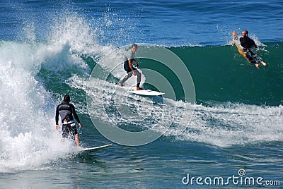 Board surfers at Brooks Street Beach, Laguna Beach Editorial Stock Photo