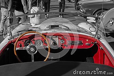 Oldtimer 1951 MG 1600 MK II convertible car at autumn Retro Parade in Ploiesti, Romania Editorial Stock Photo