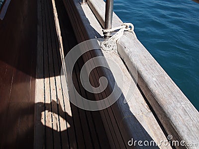 Board yacht sea tree metal Stock Photo