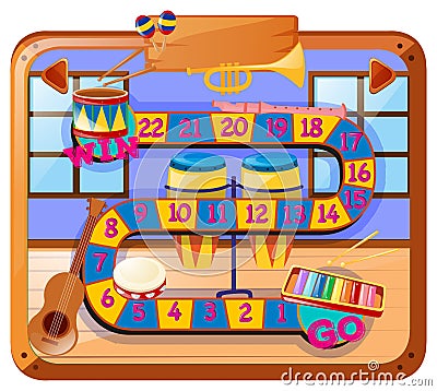 Boardgame design with musical instruments in room Vector Illustration