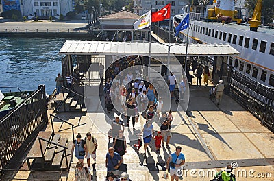 Boarding the Istanbul Ferry Editorial Stock Photo