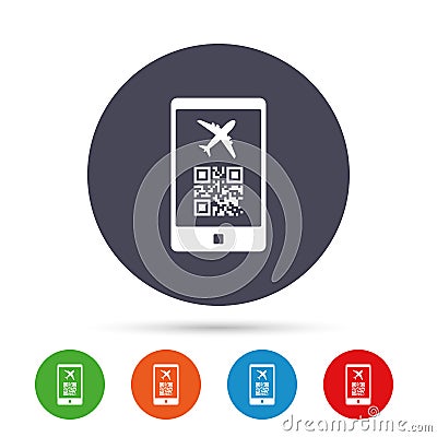 Boarding pass flight sign icon. Airport ticket. Vector Illustration