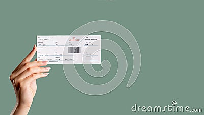 Boarding pass international journey hand ticket Stock Photo