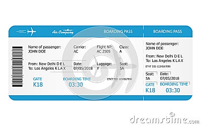 Boarding pass ticket template. Airplane ticket. online Booking airline ticket concept Vector Illustration