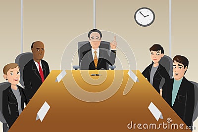 Boardroom members Cartoon Illustration