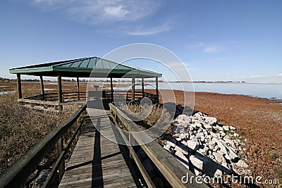 Boardwalk at Barr Lake State Park Stock Photo