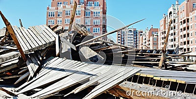 Boardwalk demolishing coney island new york Editorial Stock Photo