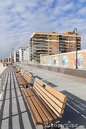 Boardwalk - Long Beach, Long Island, NY Editorial Stock Photo