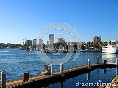 Boardwalks by Shoreline Village, Rainbow Harbor, Long Beach, California Editorial Stock Photo