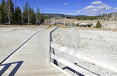 Boardwalks in Yellowstone National Park, Wyoming Stock Photo