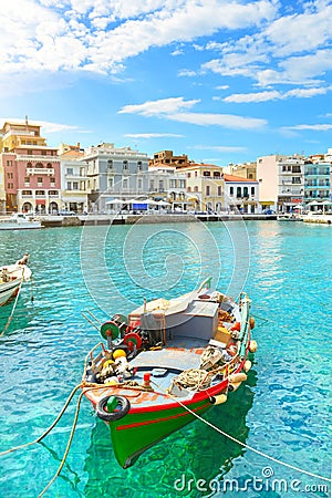 Boat. Agios Nikolaos Stock Photo