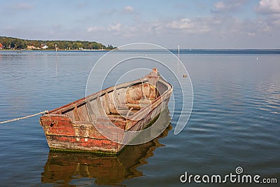 Boat in the bay of Juodkrante Stock Photo