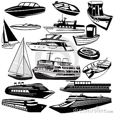 Boat black icons Vector Illustration