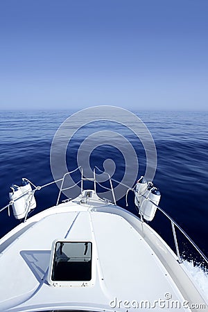 Boat on the blue Mediterranean Sea yachting Stock Photo