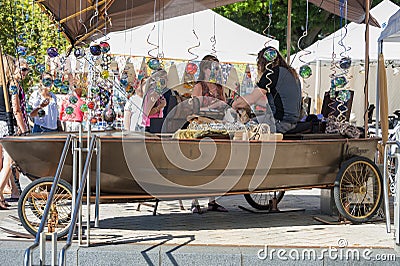 Boat Booth at Portland`s Saturday Market Editorial Stock Photo