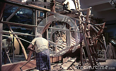 Boat building Demo Editorial Stock Photo