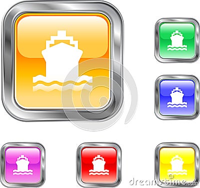 Boat Button Vector Illustration