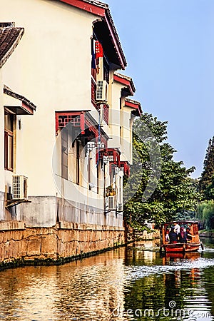 Boat Canal Ancient Chinese Houses Reflection Suzhou China Editorial Stock Photo