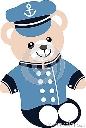 A boat captain Teddy bear Vector Illustration