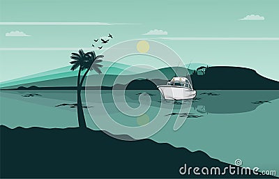 Lake landscape design illustration Vector Illustration
