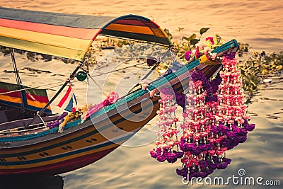 Boat on Chao Phraya river ,Bangkok,Thailand Stock Photo