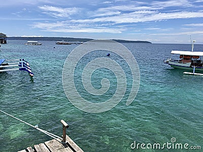 Boat clear sea blue water Stock Photo