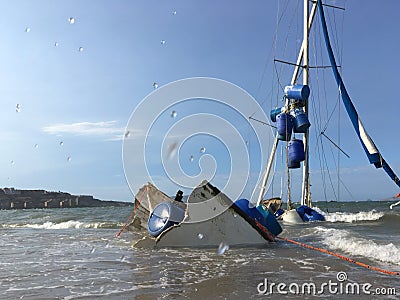 Boat crash Stock Photo