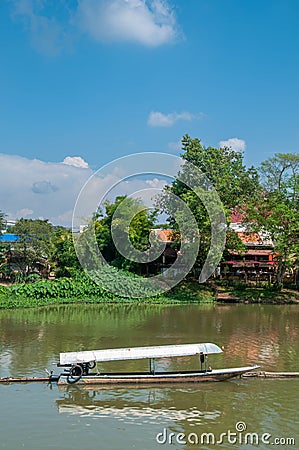 Chiangmai The oldcity, beautiful Ping river under blue sky and clouds. Stock Photo